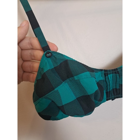 Aerie w/ American Eagle Plaid Black & Green Wireless Bralette Size M - Picture 4 of 4